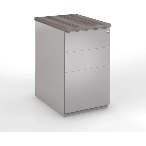 Caisson hauteur bureau métal NF Environnement Aluminium top Cèdre, H.72 x L. 42 x P. 80 cm