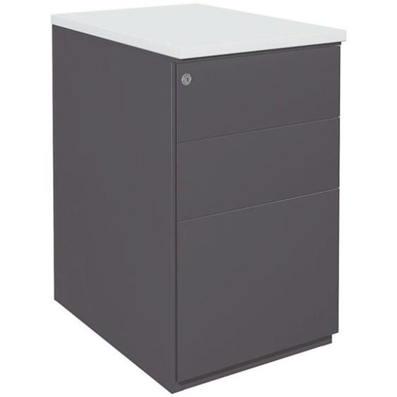Caisson hauteur bureau métal NF Environnement Anthracite top Blanc H.72 x L. 42 x P. 60 cm