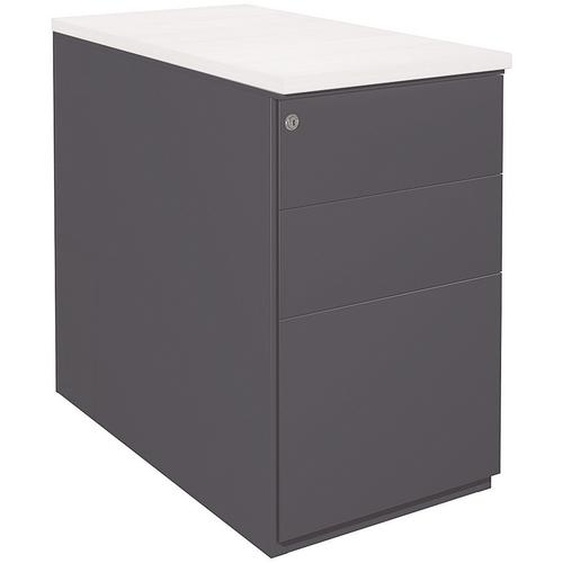 Caisson hauteur bureau métal NF Environnement Anthracite top Blanc, H.72 x L. 42 x P. 80 cm