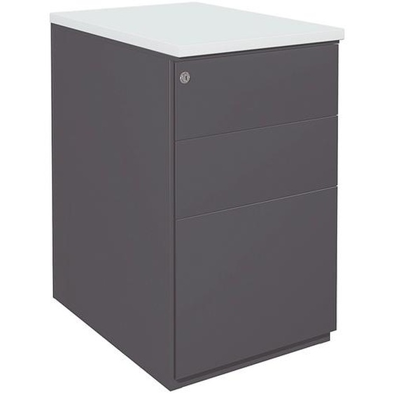 Caisson hauteur bureau métal NF Environnement Anthracite top Gris, H.72 x L. 42 x P. 60 cm