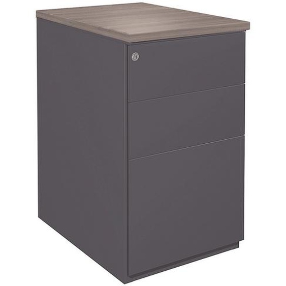 Caisson hauteur bureau métal NF Environnement Anthracite top Gris, H.72 x L. 42 x P. 80 cm