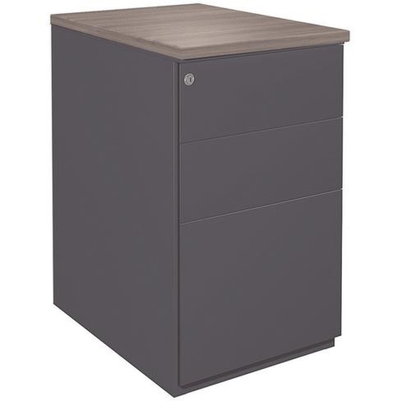 Caisson hauteur bureau métal NF Environnement Anthracite top Gris, H.72 x L. 42 x P. 80 cm