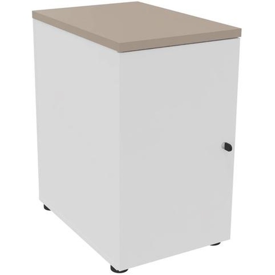 Caisson mélaminé hauteur bureau 1 porte battante L.42 x P.60 x H.72 cm - Corps Blanc - Top Argile