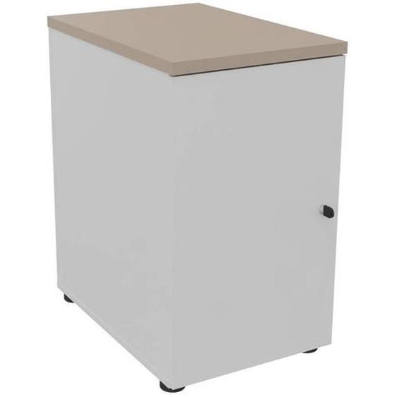 Caisson mélaminé hauteur bureau 1 porte battante L.42 x P.60 x H.72 cm - Corps Gris - Top Argile