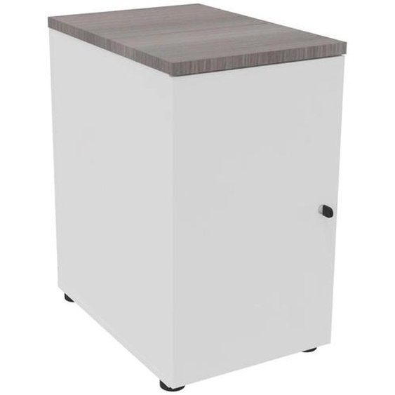 Caisson mélaminé NF 1 porte battante H.72 x P.60cm - Blanc avec top Cèdre