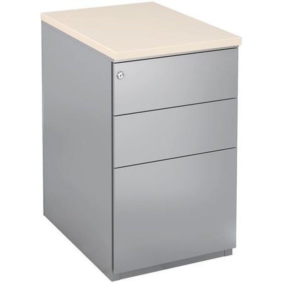 Caisson métal hauteur bureau L.42 x P.60 x H.72 cm - Corps Aluminium - Top Argile