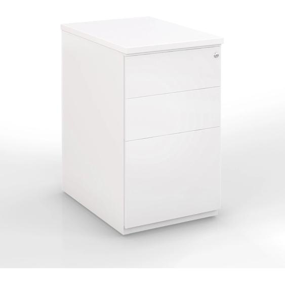 Caisson métal hauteur bureau L.42 x P.60 x H.72 cm - Corps Blanc - Top Blanc