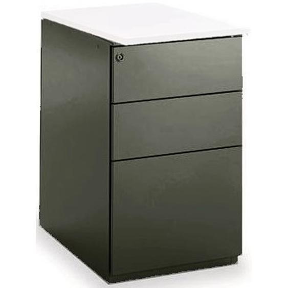 Caisson métal hauteur bureau L.42 x P.60 x H.72 cm - Corps Noir - Top Blanc