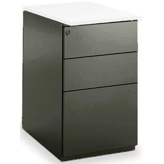 Caisson métal hauteur bureau L.42 x P.60 x H.72 cm - Corps Noir - Top Blanc