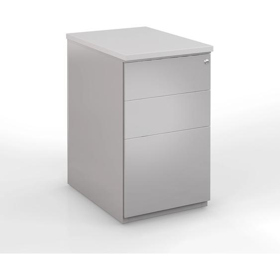 Caisson métal hauteur bureau L.42 x P.80 x H.72 cm - Corps Aluminium - Top Gris
