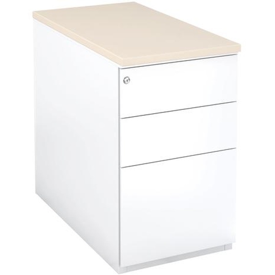 Caisson métal hauteur bureau L.42 x P.80 x H.72 cm - Corps Blanc - Top Argile