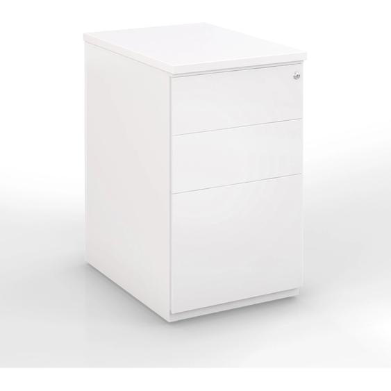 Caisson métal hauteur bureau L.42 x P.80 x H.72 cm - Corps Blanc - Top Blanc