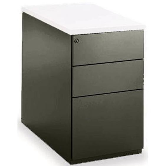 Caisson métal hauteur bureau L.42 x P.80 x H.72 cm - Corps Noir - Top Blanc