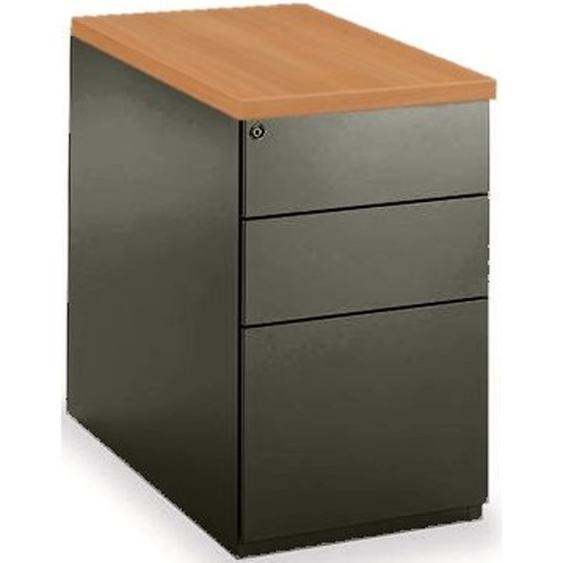 Caisson métal hauteur bureau L.42 x P.80 x H.72 cm - Corps Noir - Top Hêtre