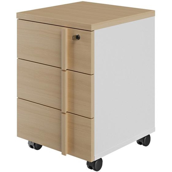 Caisson mobile 3 tiroirs gamme Arya - Chêne / Blanc