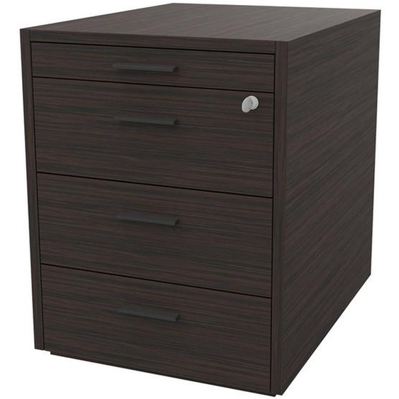 Caisson mobile Arold 3 tiroirs métal + tirette plumier - Finition Ebène poignées métal grises