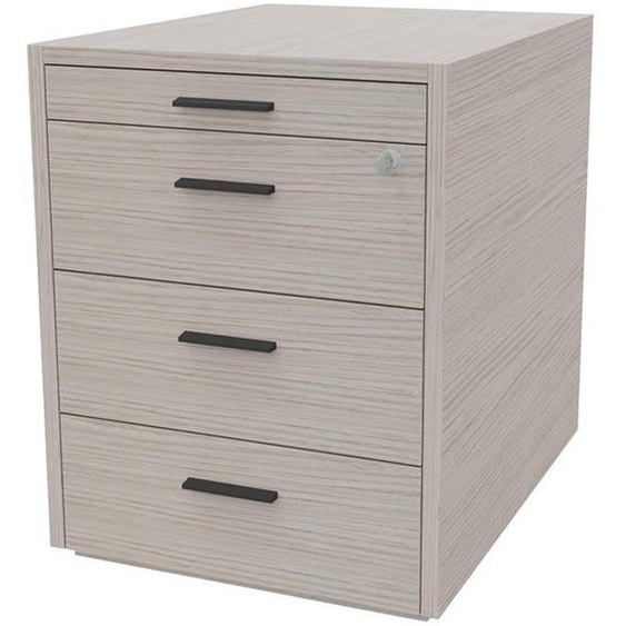 Caisson mobile Arold 3 tiroirs métal + tirette plumier - Finition Orme poignées métal grises