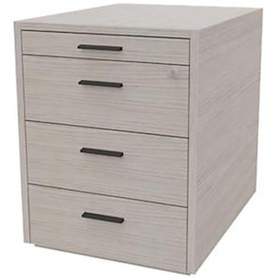 Caisson mobile Arold 3 tiroirs métal + tirette plumier - Finition Orme poignées métal grises