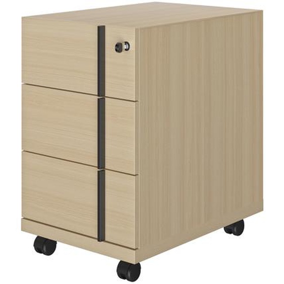 Caisson mobile Fusion - L.42 x P.60 x H.67 cm - 3 tiroirs - Chêne structuré