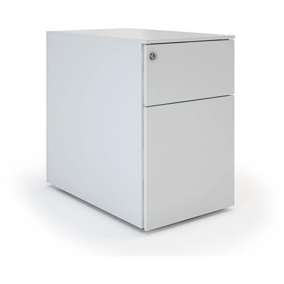 Caisson mobile métal petite largeur 2 tiroirs - Aluminium
