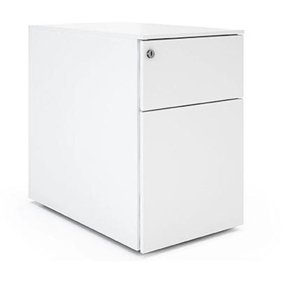 Caisson mobile métal petite largeur 2 tiroirs - Blanc