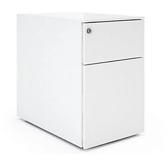Caisson mobile métal petite largeur 2 tiroirs - Blanc