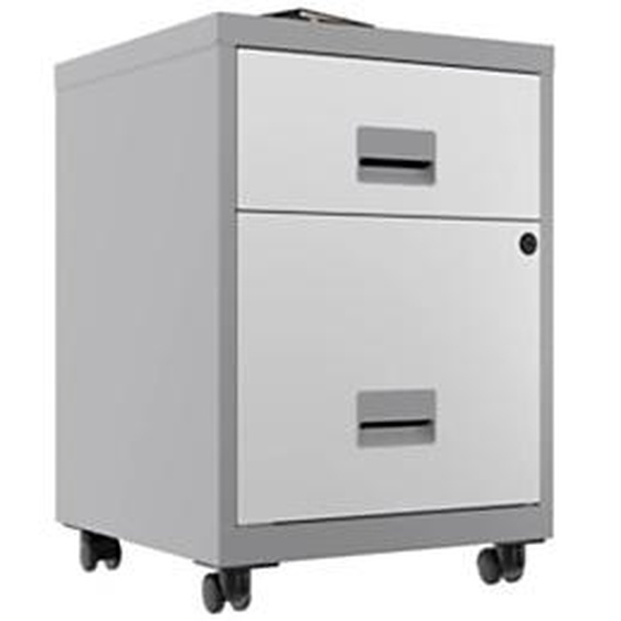 Caisson mobile Pratic - 2 tiroirs - Aluminium - Tiroirs Blanc