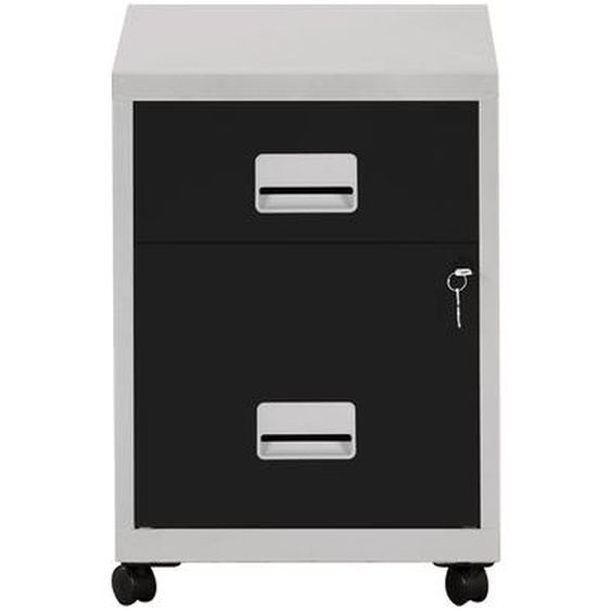 Caisson mobile Pratic - 2 tiroirs - Aluminium - Tiroirs Noir