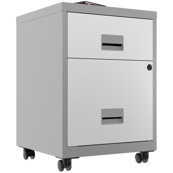 Caisson mobile Pratic 2 tiroirs - Corps Alu - Tiroirs Blanc