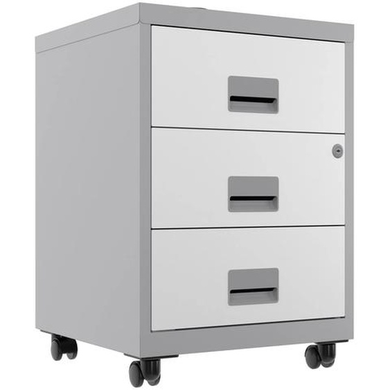 Caisson mobile Pratic 3 tiroirs - Corps Alu - Tiroirs Blanc