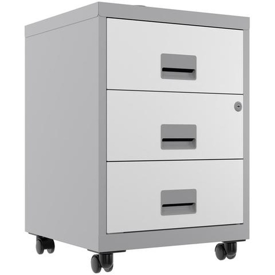 Caisson mobile Pratic 3 tiroirs - Corps Alu - Tiroirs Blanc