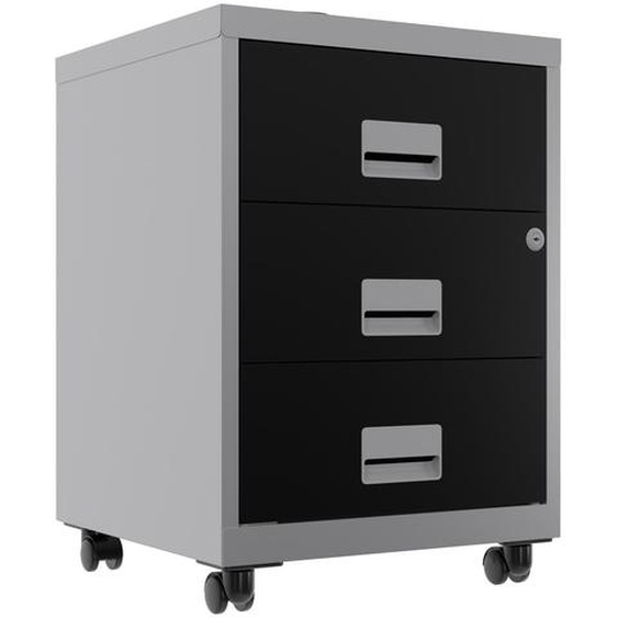 Caisson mobile Pratic 3 tiroirs - Corps Alu - Tiroirs Noir