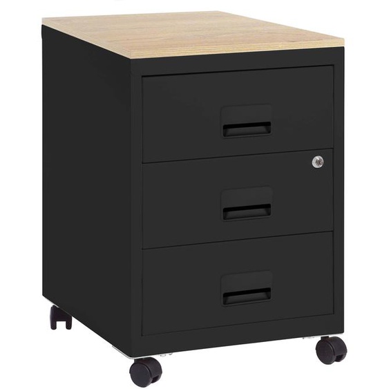 Caisson mobile Pratic Plus 3 tiroirs - top Hêtre - corps Anthracite