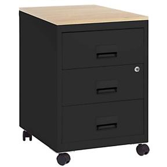 Caisson mobile Pratic Plus 3 tiroirs - top Hêtre - corps Anthracite