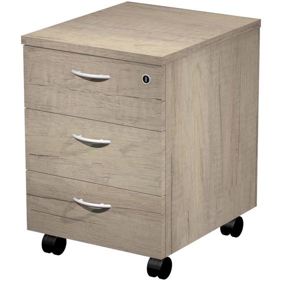 Caisson mobile Pronto - L.43 x P.42 x H.60 cm - 3 tiroirs - Chêne Canadien