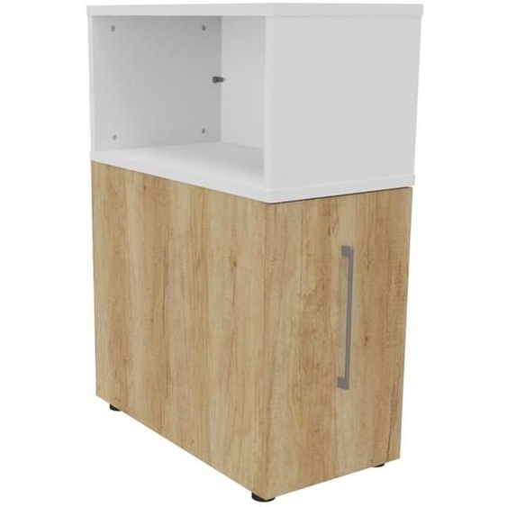 Caisson Tower Hauteur 110 cm - 2 niveaux de rangements + Niche supérieur - Corps Chêne Nebraska / Niche Blanche