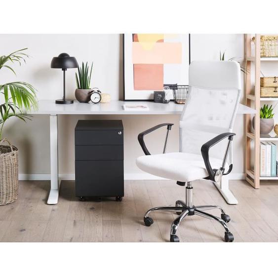 Caissons à roulettes - BELIANI - Armoire de bureau - 3 tiroirs - Noir - Acier