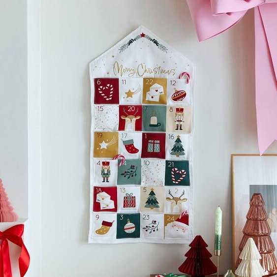 Calendrier de lAvent Merry Christmas blanc imprimé