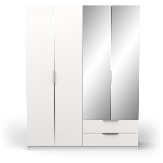 CALICOSY - Armoire 4 portes, 2 tiroirs et 2 miroirs Ghost - L157,3 cm