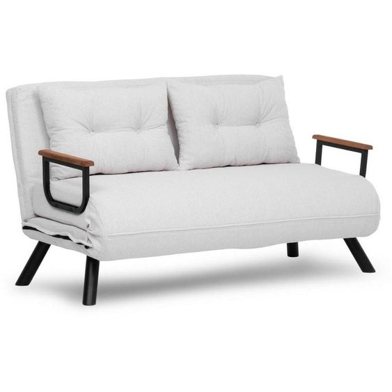CALICOSY - Canapé lit 2 places convertible en tissu bouclette avec pieds en métal L133 cm - SANDO