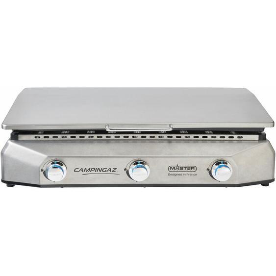 Plancha gaz a poser master 3 lx - 73x40 cm - Plaque fonte émaillée - Couvercle s