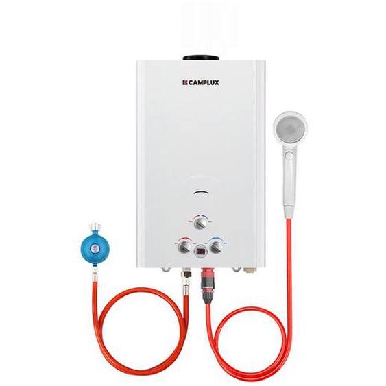 Camplux - Chauffe-eau à Gaz instantanés propane/butane 16L, Chauffe-eau à gaz extérieur 32KW Blanc pour les rv - BW422-DE - 50mbar