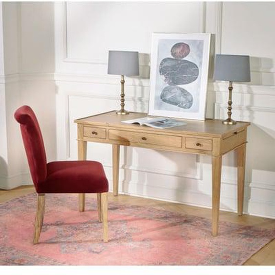 CAMUS  Bureau en bois style shabby chic, plateau en chêne, 3 tiroirs,