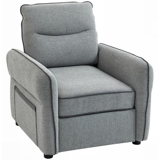 Canap 1 place, canap de salon en velours gyptien, poche latrale, 80 x 81 x 90 cm, gris