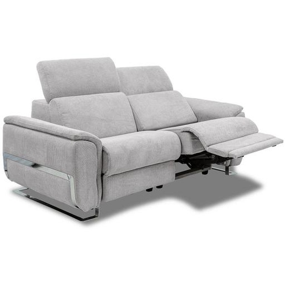 Canapé 2 places maxi 2 relax électrique REAUMUR avec système zéro wall microfibre gris clair