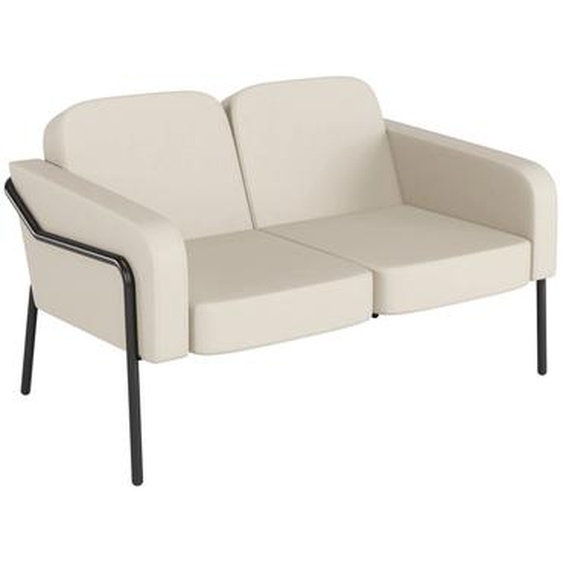 Canapé 2 places Medso avec accoudoirs - Simili Cuir Crème