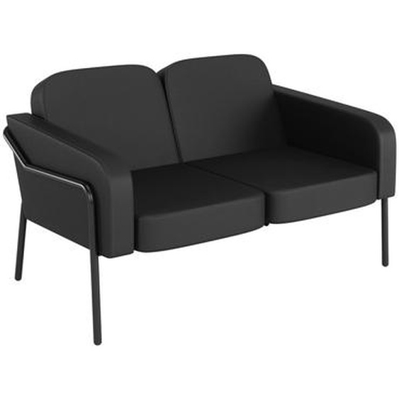 Canapé 2 places Medso avec accoudoirs - Simili Cuir Noir