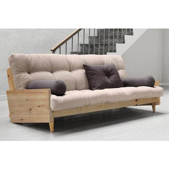 Canapé 3/4 places convertible INDIE style scandinave futon taupe couchage 130*190cm