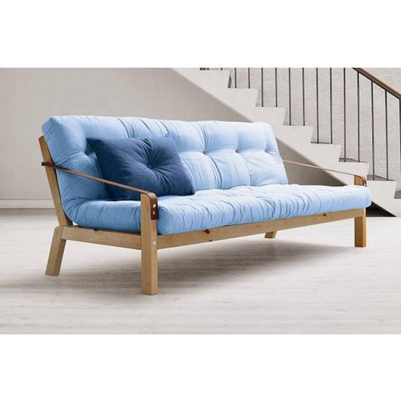 Canapé 3/4 places convertible POETRY style scandinave futon bleu celeste couchage 130*190cm