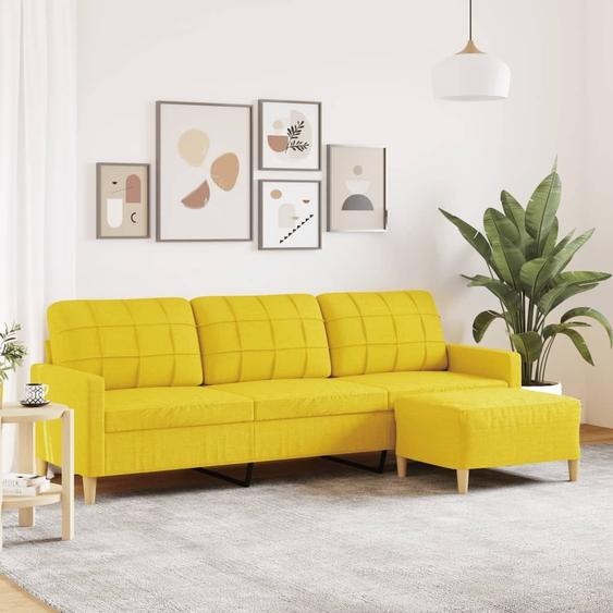 canapé 3 places avec pouf jaune clair 210 cm Tissu, Canapés-lits 2024 Nouveau DesignMöbel